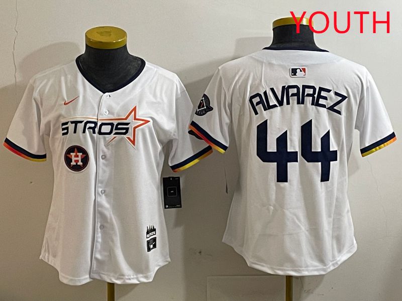 Youth Houston Astros 44 Alvarez White three generations Joint Name Nike 2025 MLB Jersey style 12